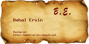 Behal Ervin névjegykártya